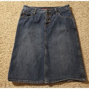Mudd Denim Skirt Womens 5 Blue Button Front Midi 100% Cotton Casual Y2K 2000s